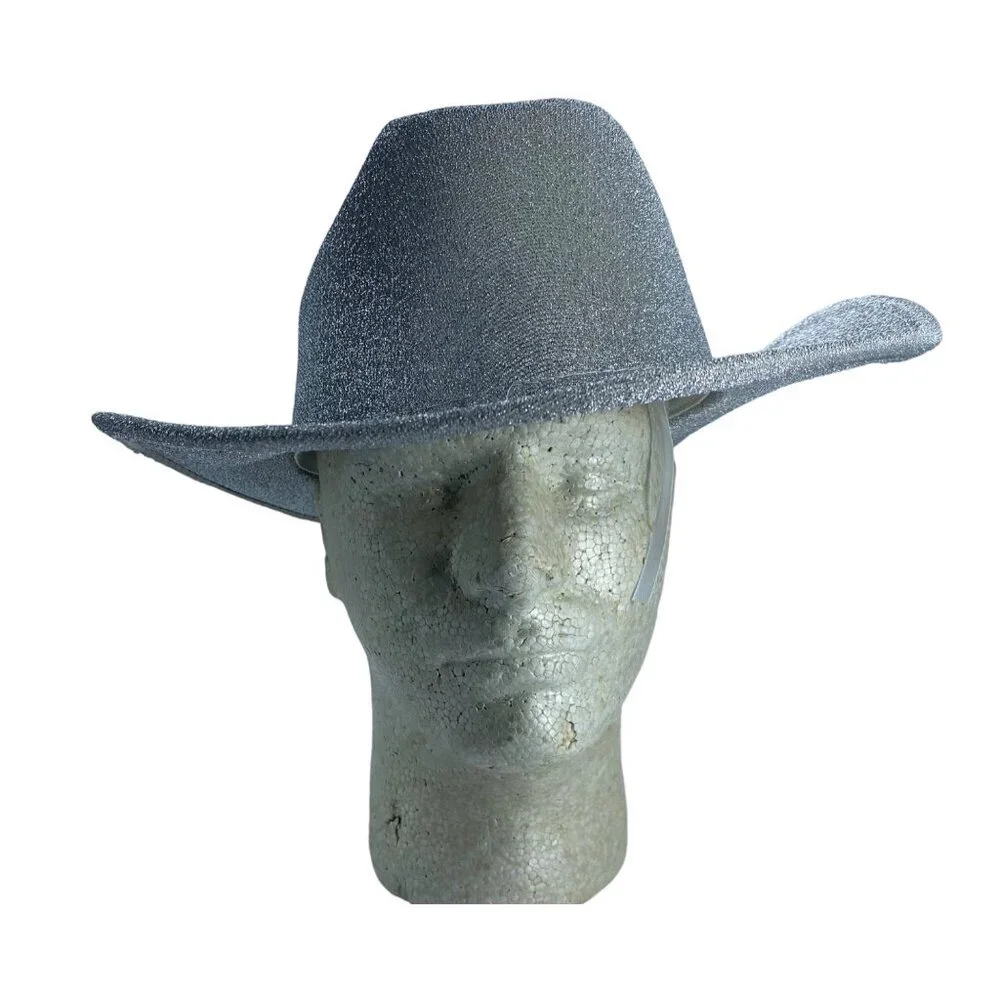 Silver Glitter Cowboy‎ Cowgirl Hat Adult Costume Bachelorette Party Nashville